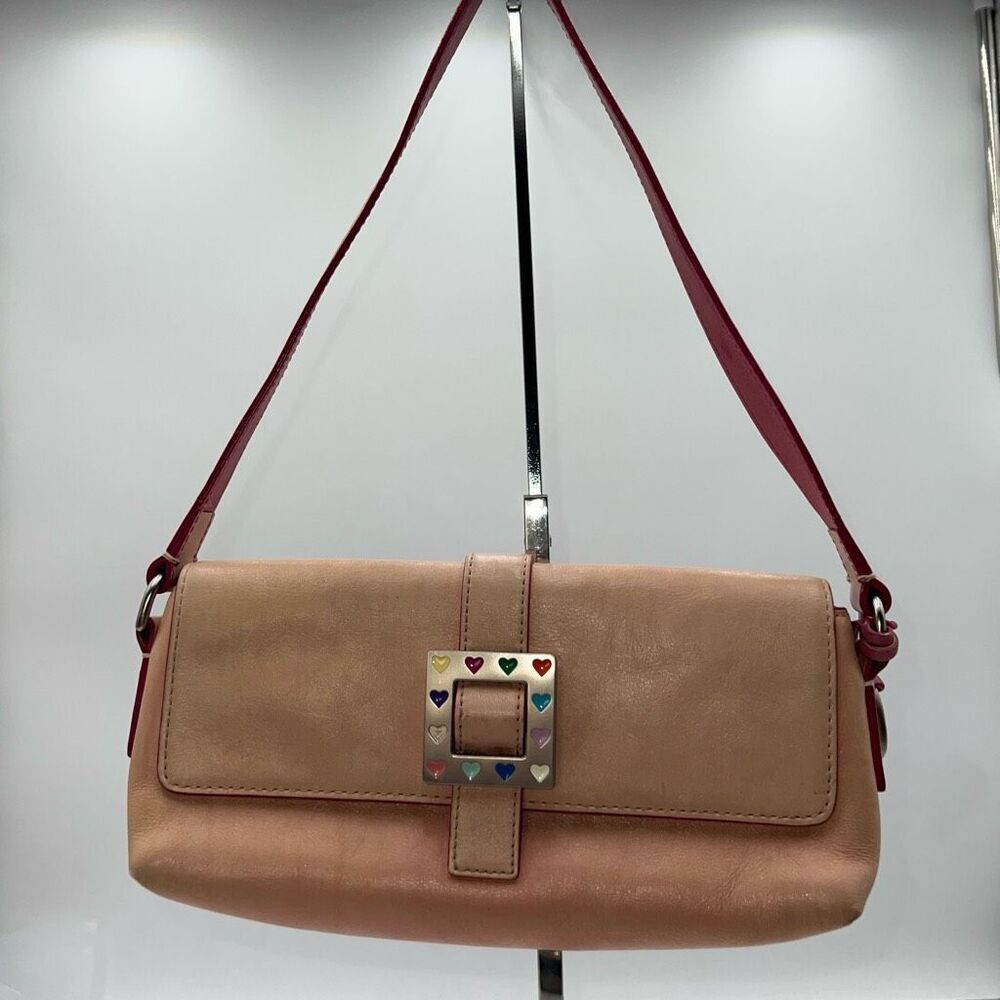 Dooney & Bourke Y2K Pink Leather Shoulder Bag Multicolor Heart Buckle
